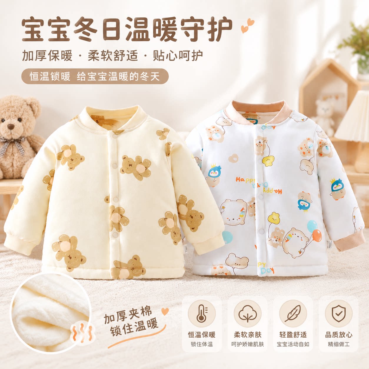 儿童立领婴儿保暖外套男女通用