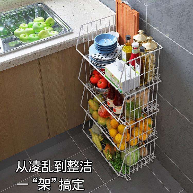 收纳整理架厨房蔬菜置物架菜架子多层落地带轮子蔬果框