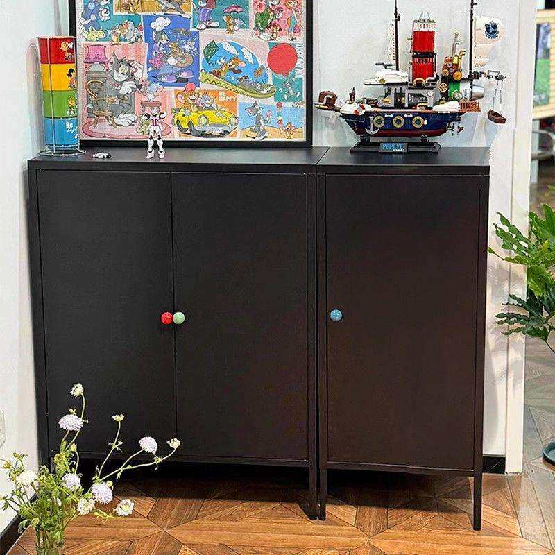中古风贴纸铁皮柜铁艺法式柜子家居国风贴纸置物柜家具黑色柜子