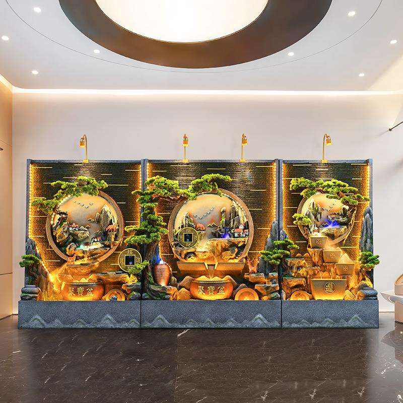 公司流水摆件水幕墙喷泉鱼缸办公室庭院水系景观客厅风水轮循环水