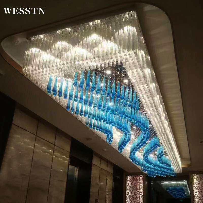 酒店大堂灯售偻部灯具欧式椭圆形水晶灯led客厅灯别墅吸顶灯