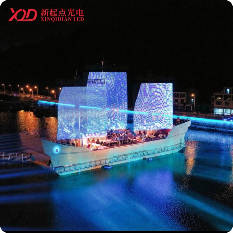 户外防水全彩H2020双灯P50柔性透明街道楼宇LED广告显示屏网格屏