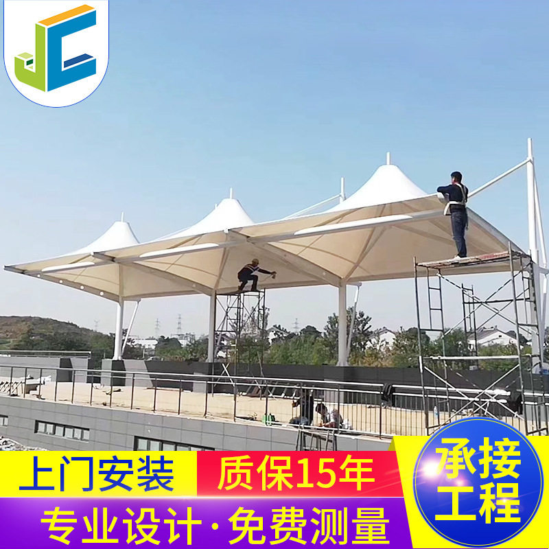 安装户外大型遮阳避雨棚 膜结构看台景观棚 景观膜结构车棚厂家