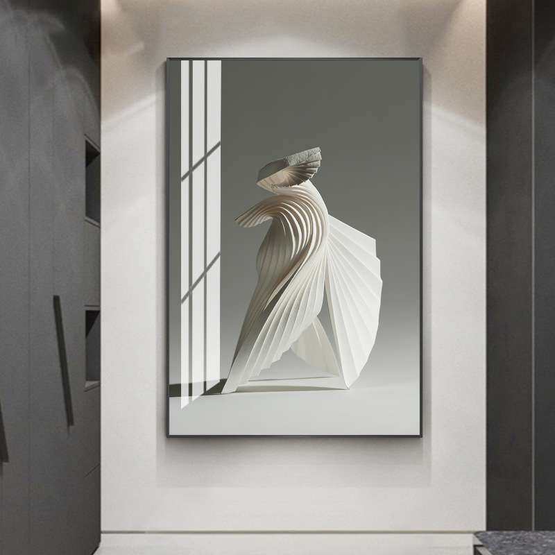 现代客厅舞蹈装饰画意境纸艺术画展厅北欧壁画沙发后面的晶瓷挂画