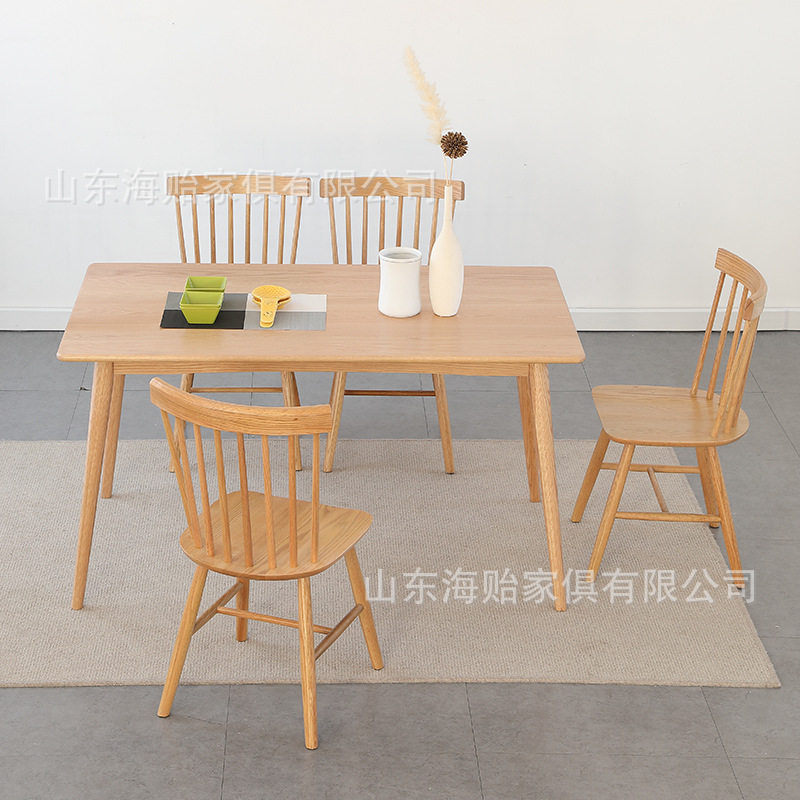厂家供应北欧实木餐桌橡木餐台家用圆腿长餐桌小户型餐厅吃饭桌