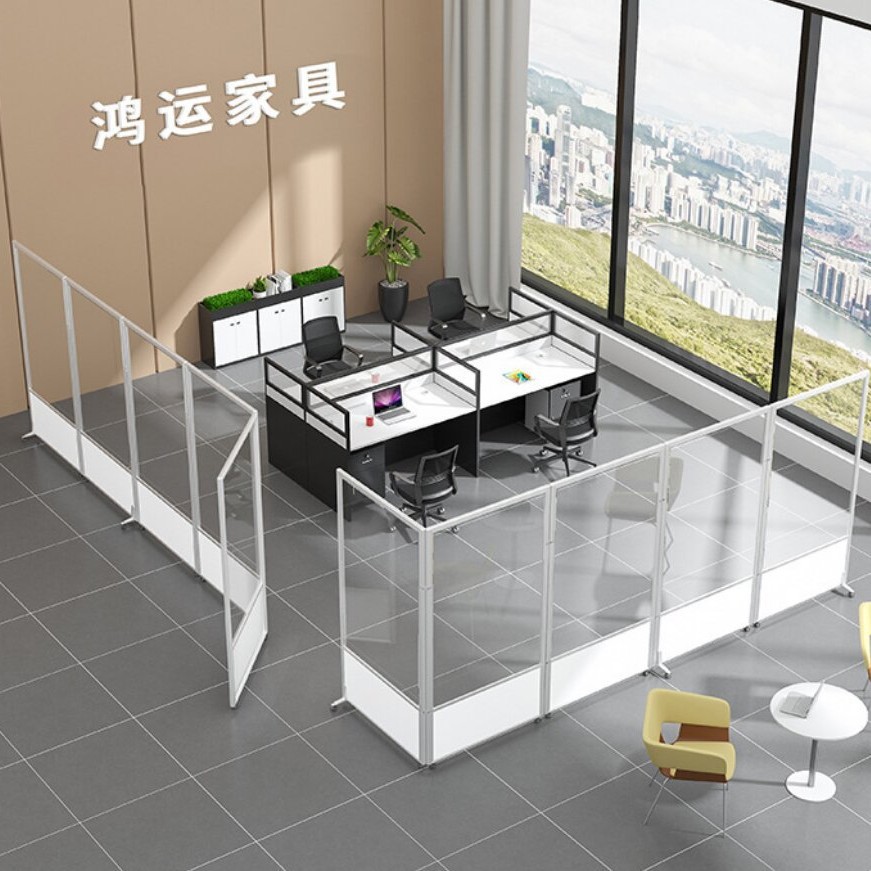 办公室可移动折叠屏风透明亚克力办公隔断墙屏公司工厂车间挡板