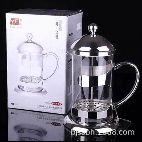 雅风玻璃泡茶壶不锈钢泡茶器冲茶器茶具过滤茶壶滤压茶壶咖啡