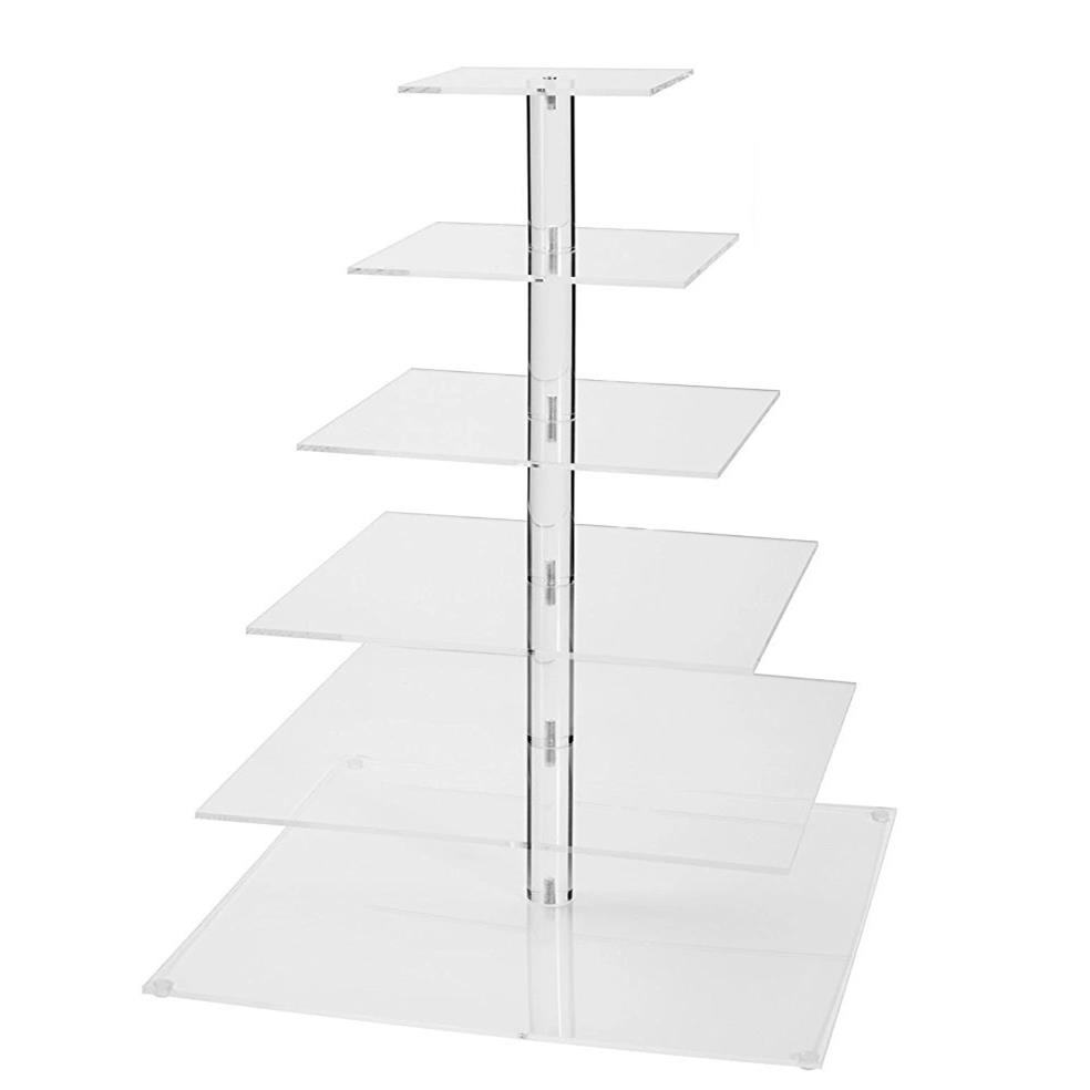 6层方形亚克力透明蛋糕架 婚礼节日水果拼盘甜点展示架cake stand
