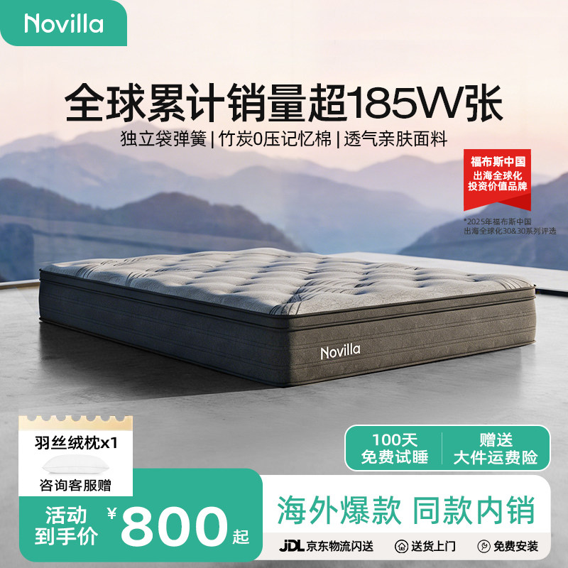 Novilla竹炭海绵抑菌护脊硬床垫图片