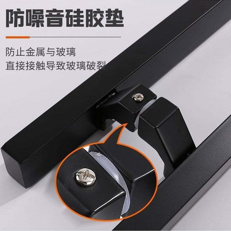 玻璃门拉手加厚不锈钢偏位马蹄脚方管黑色铝合金门推拉商铺门把手