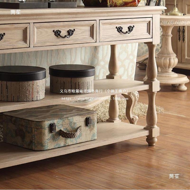 美式进门玄关柜隔断实木橡木复古小户型餐边柜客厅置物架现代简约