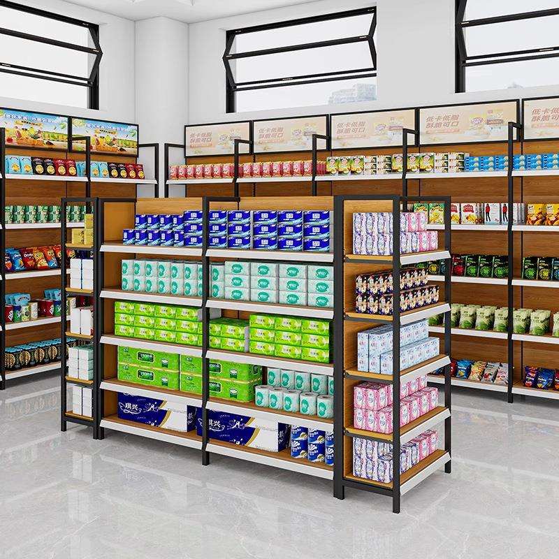 货架超市置物架展示架木纹加厚商超小卖部文具母婴店架商用货柜