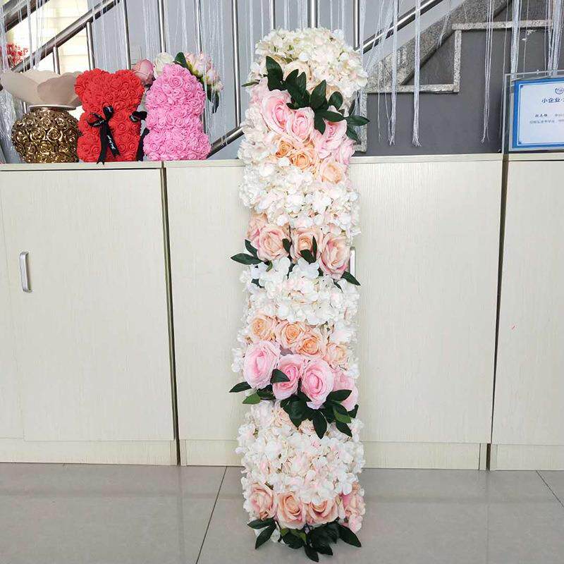 新品1米长款花排婚礼T台路引拱门婚庆仿真花排花婚庆用品玫瑰假花