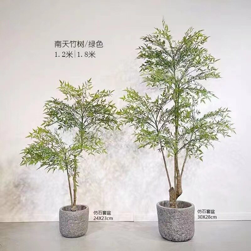 北欧风仿真南天竹盆栽 网红绿植批发 假南天竺花艺装饰软装盆景树