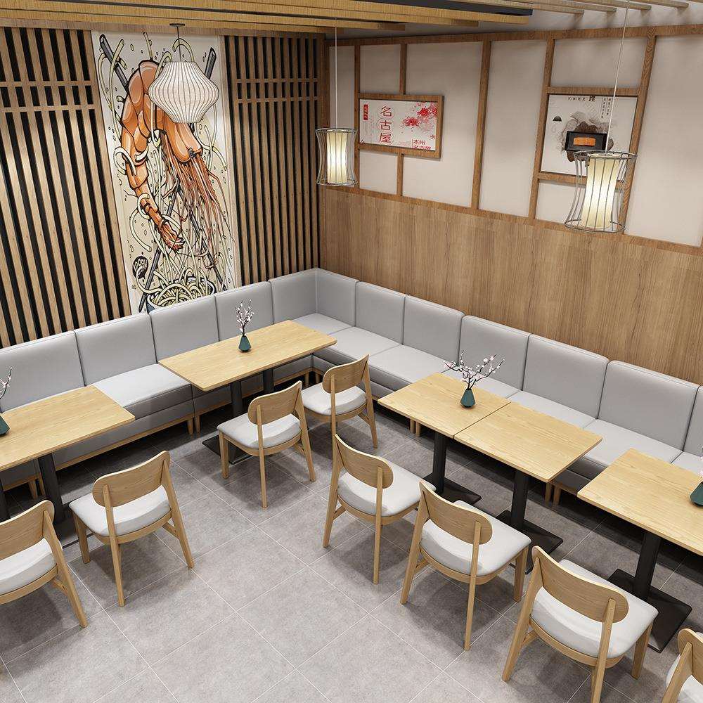休闲简约奶茶店桌椅卡座组合 料理餐厅餐吧水吧清吧靠墙卡座沙发