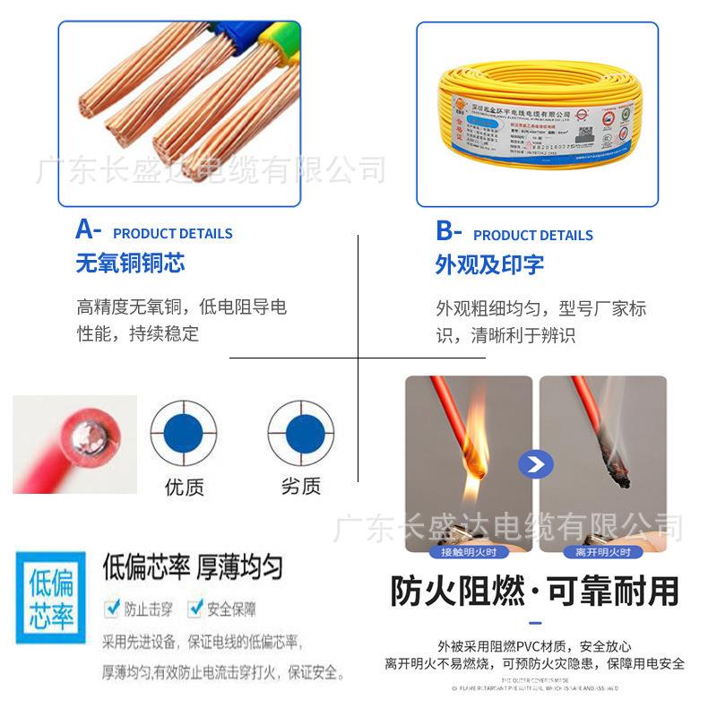 深圳金环宇电缆BV1.5/2.5/4/6/10平方国标铜芯单芯单股家装用电线