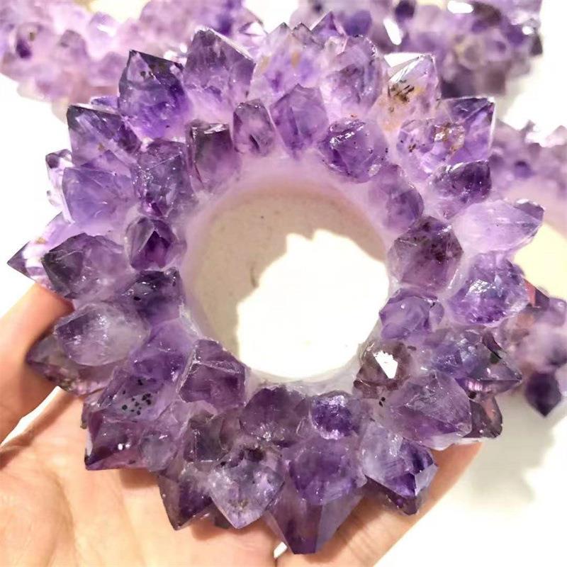天然紫水晶簇超七扩香原石烛台欧式婚庆摆件浪漫家居客厅浪漫装饰