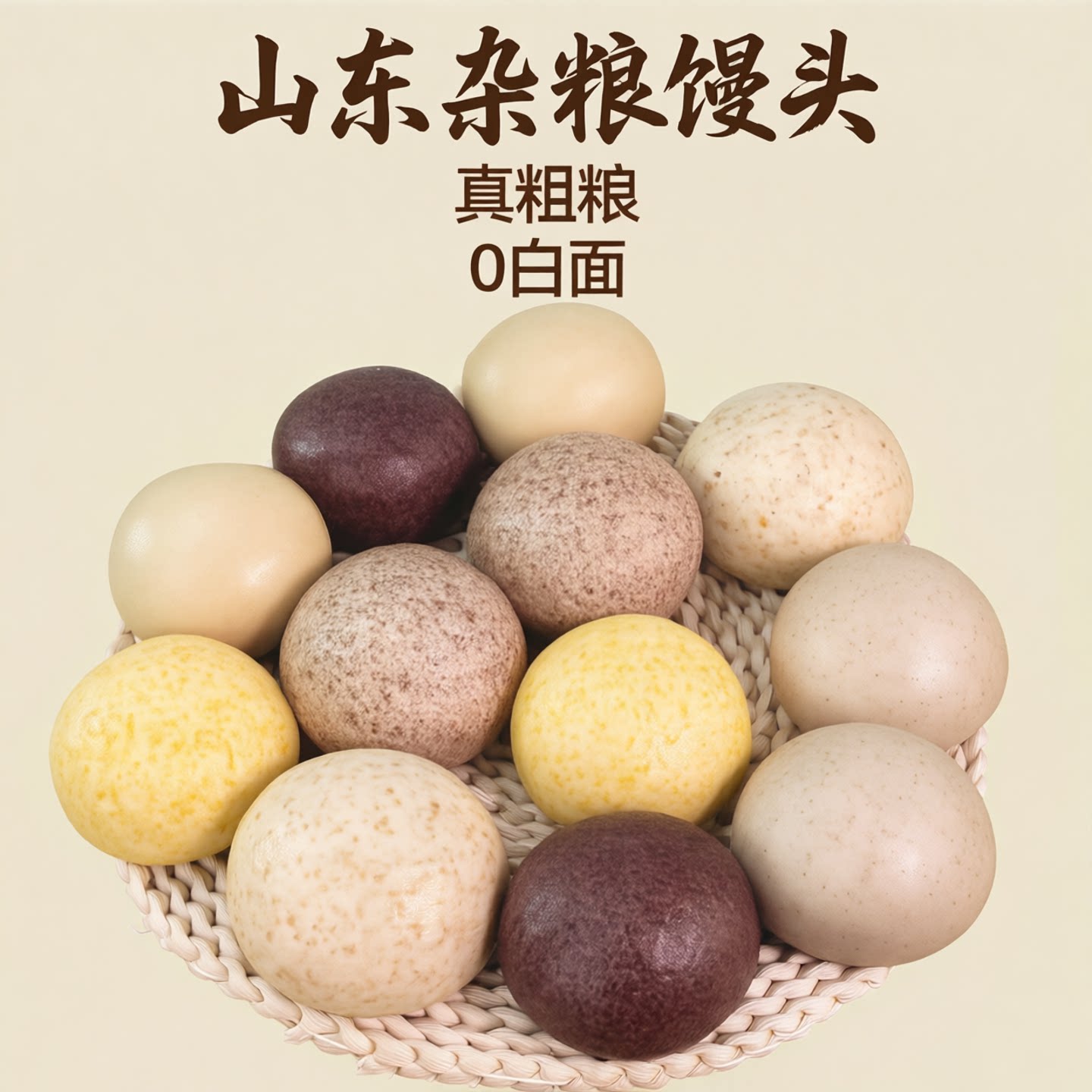 山东杂粮馒头无糖精全麦纯手工孕妇控玉米荞麦糖粗粮五谷低脂主食