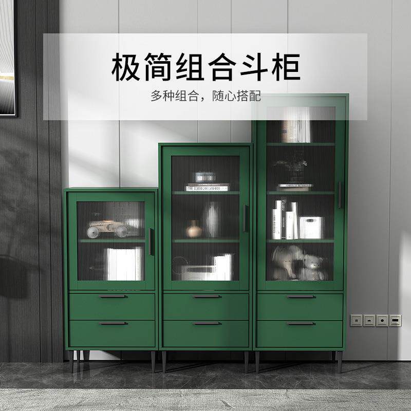 现代组合斗柜简约玻璃边柜客厅酒柜小户型卧室带抽屉收纳高储物柜