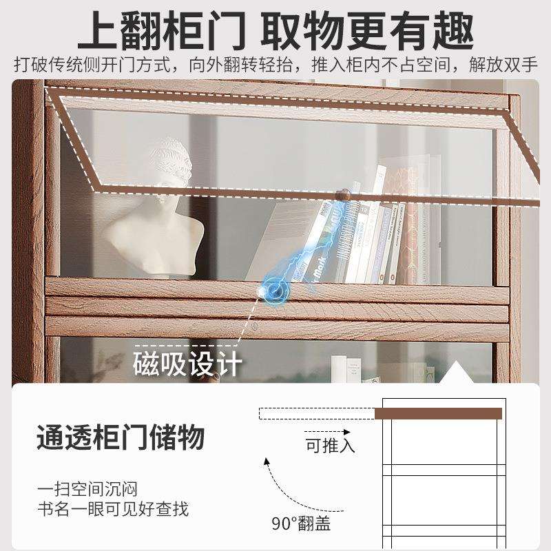 全实木书架置物架落地玻璃门柜子储物柜家用儿童客厅展示防尘书柜