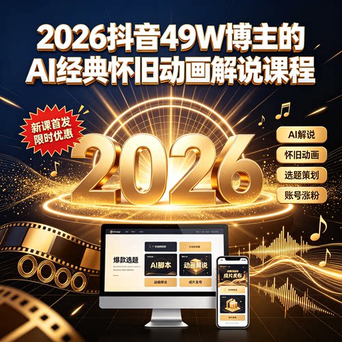 2026抖音49W博主的AI经典怀旧动画解说课程