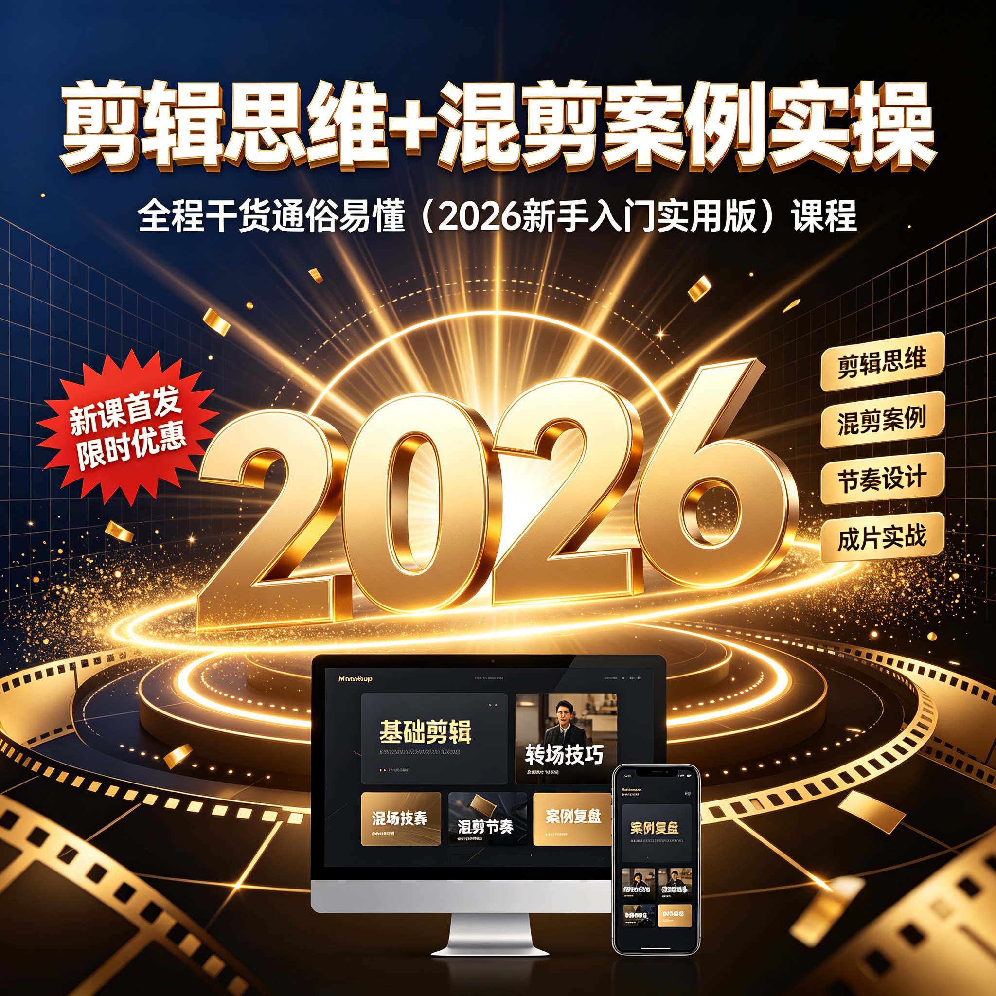剪辑思维混剪案例实操全程干货通俗易懂2026新手入门实用版课程