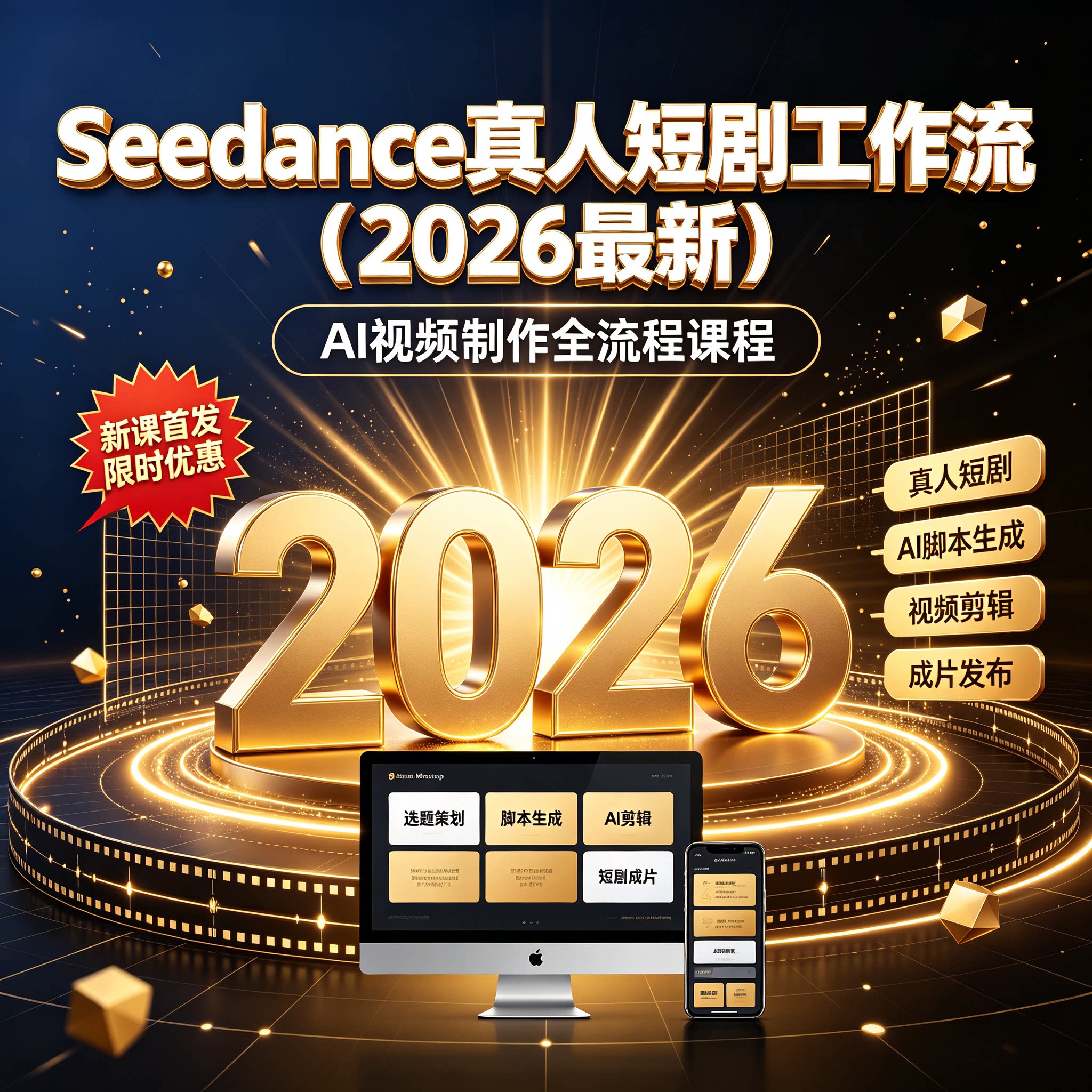 Seedance真人短剧短剧工作流（2026最新）AI视频制作全流程课程