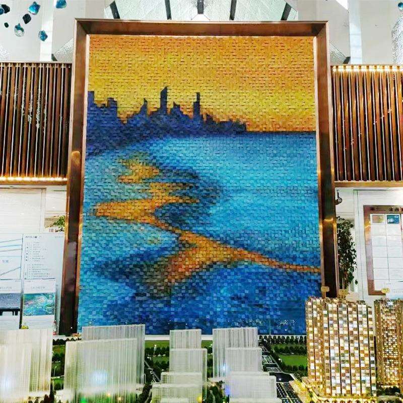 实木木头工程展馆会场会馆大型3d立体极简艺术挂画装饰画装置画