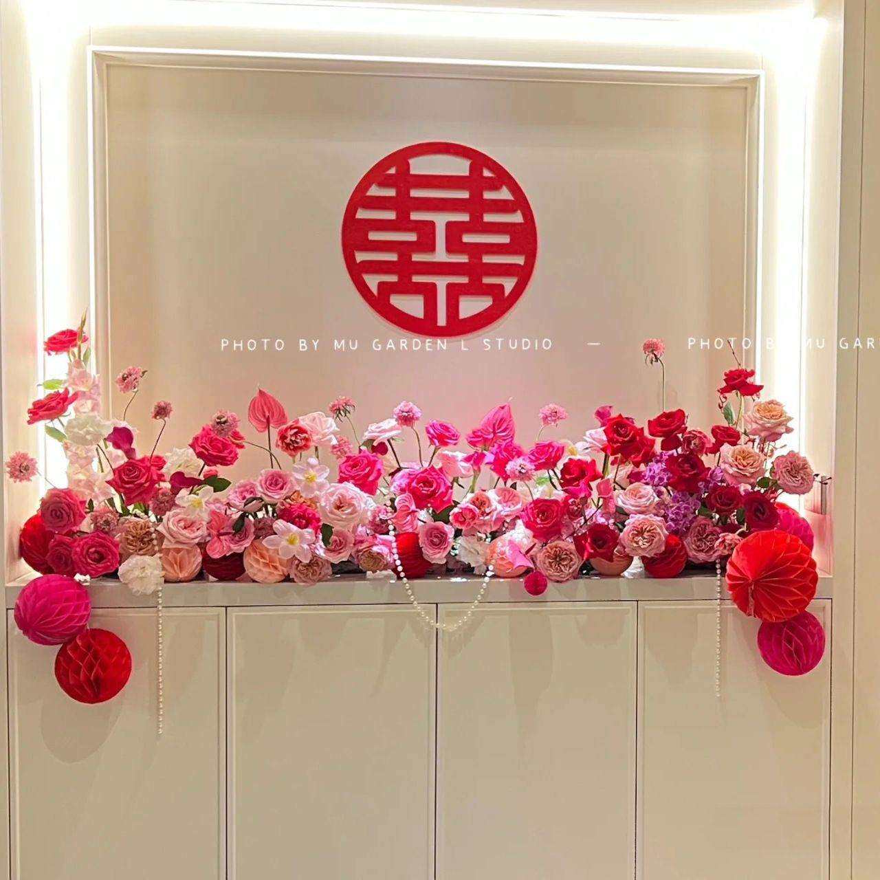 结婚床头装饰花男方卧室排花婚房客厅沙发花艺摆件假花婚庆绢花