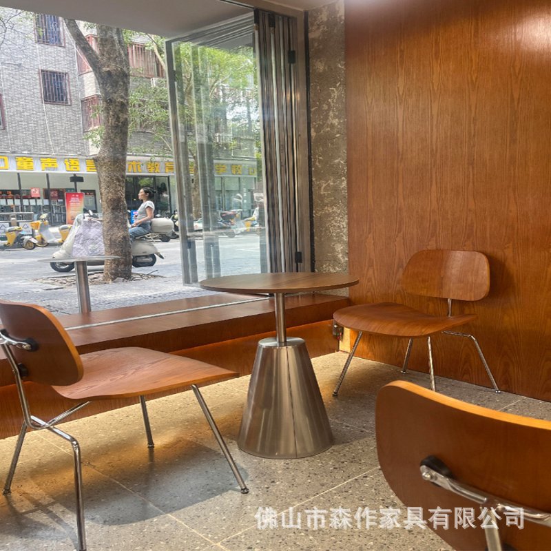 复古风咖啡厅桌椅组合奶茶甜品店小圆桌茶几商用餐饮西餐厅桌子