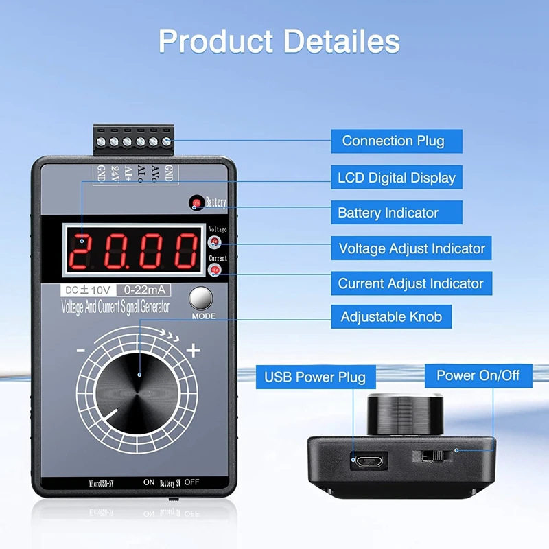 电流信号发生器模拟源校验仪高精度手持式0-10V5V电压0-4-20mA