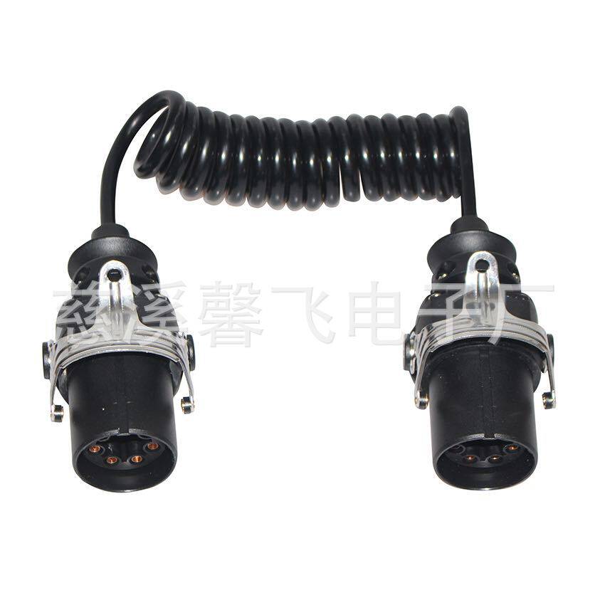 拖车弹簧线 12V24V 电源7芯连接插头拖车线 房车螺旋线拖车延长线