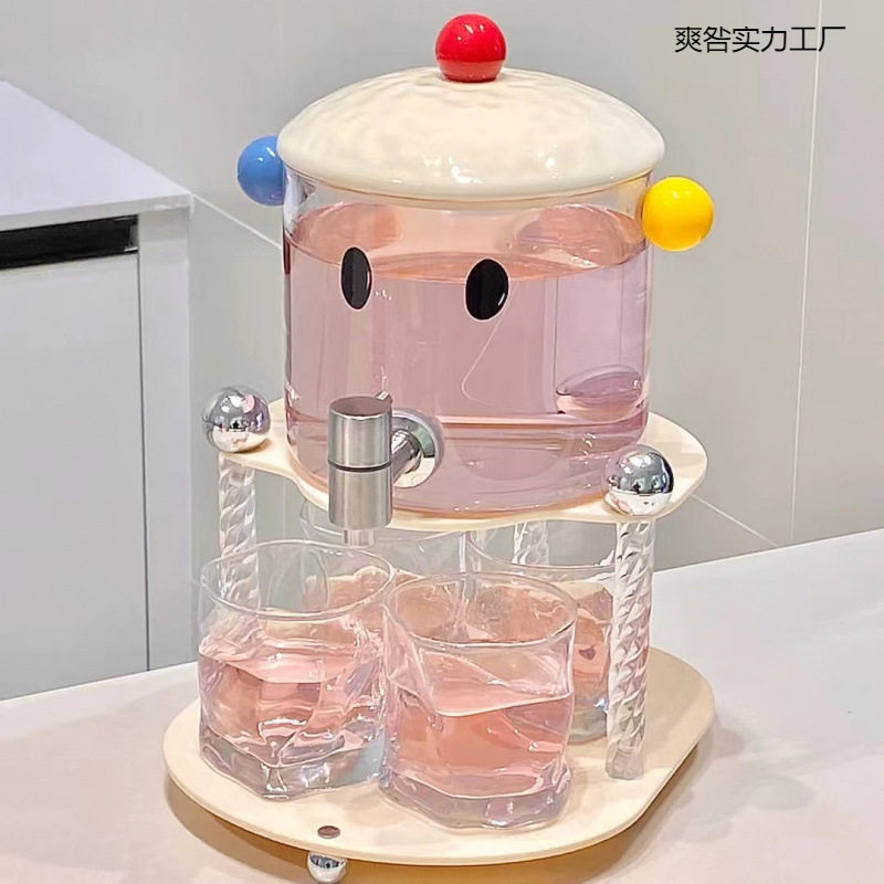 玻璃耐高温冷水壶带龙头水壶套装大容量家用夏季凉水壶饮料冰块桶