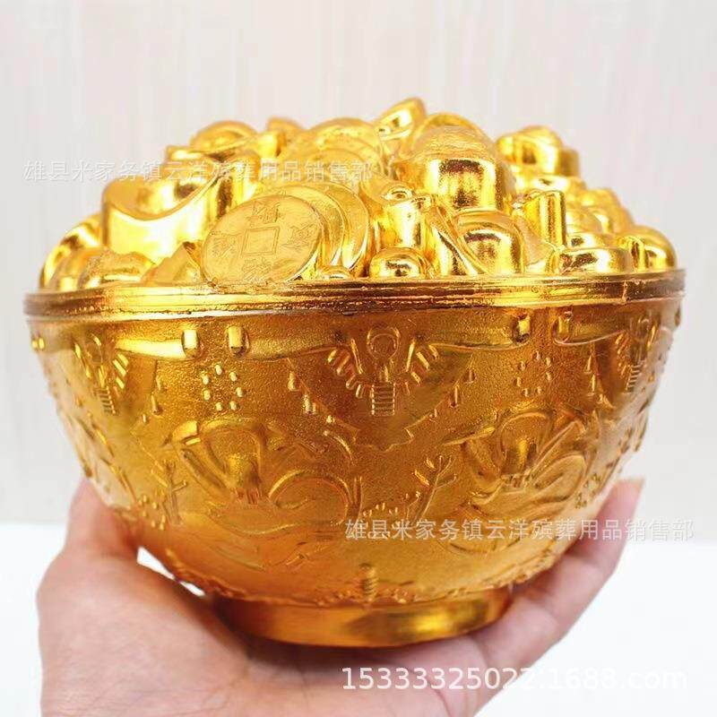 祭祀镀金塑料碗 金碗 冥府大金碗 筷子 多款型号可选 殡葬用品