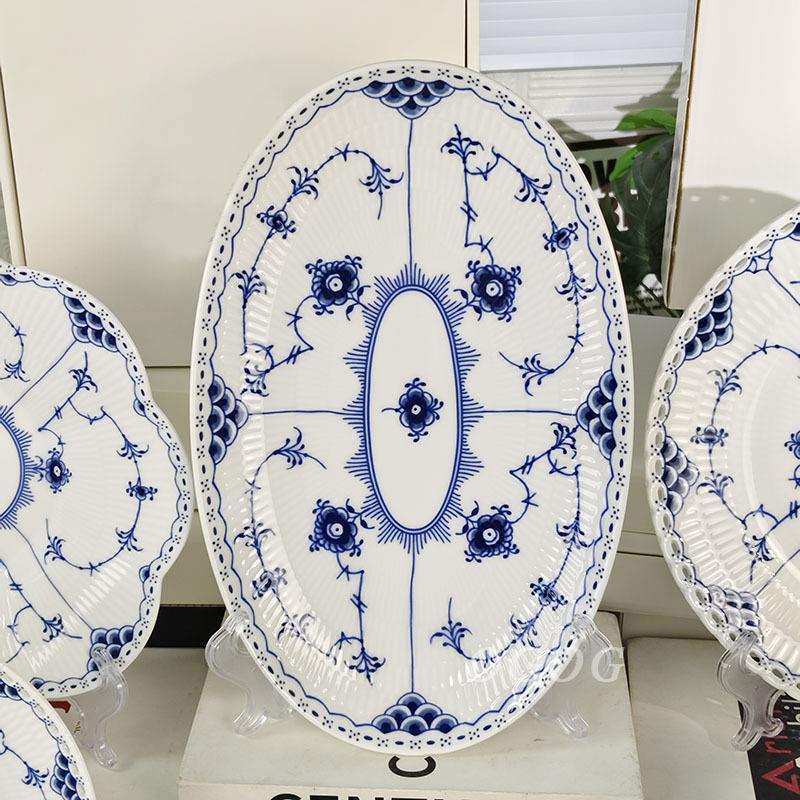 欧式轻奢时尚唐草蕾丝系列西餐盘精致骨瓷面碗餐具水果盘商用家用