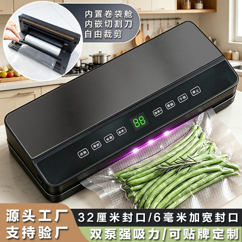 厂家直销双泵现货快发大吸力CE认证小单真空封口机家用食品保鲜机
