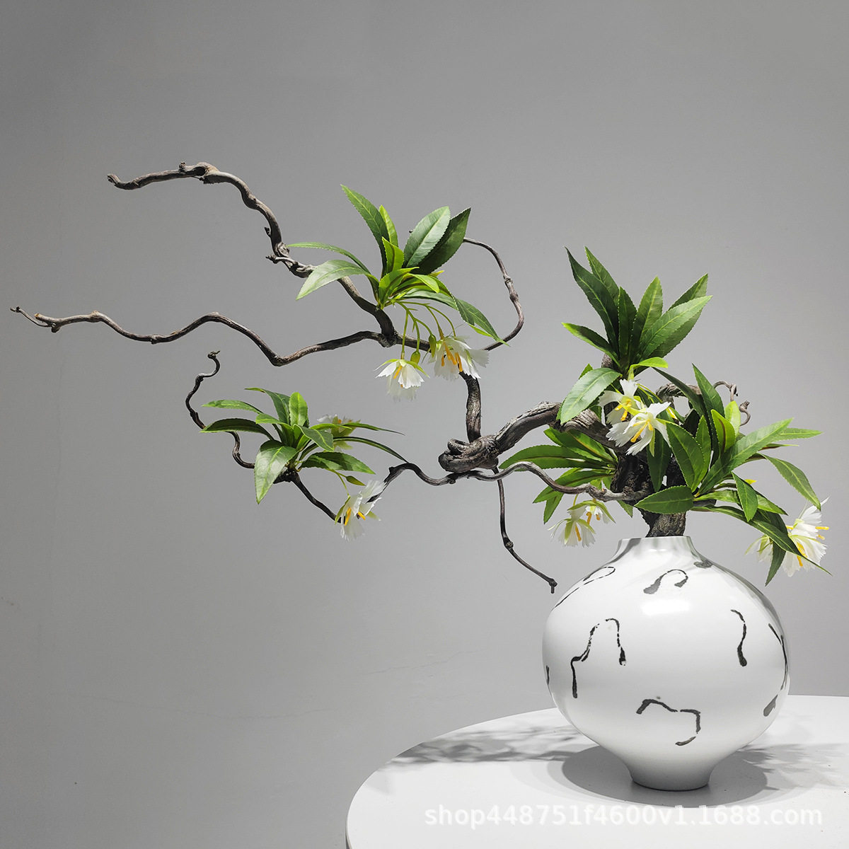 新中式室内餐厅高端绢花植物摆件仿真花艺电视柜客厅家居软装摆设