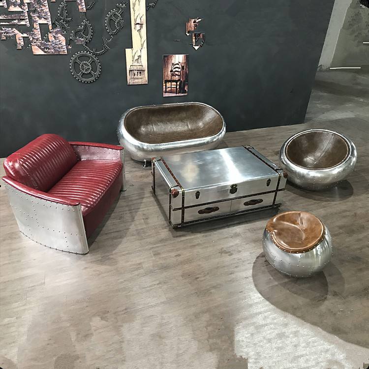 美式铝皮个性铆钉loft工业风家具咖啡店酒吧KTV沙发茶几组合