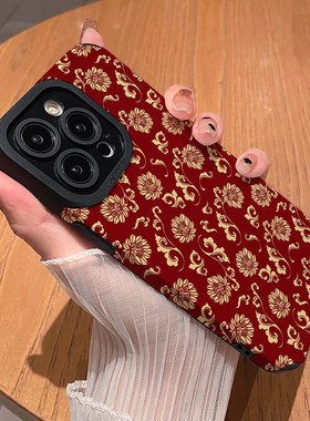 新年款红色喜庆花朵 适用苹果华为iPhone17ProMax手机壳16Pro 15Plus硅胶14防摔13全包12情侣11新款Pura80女