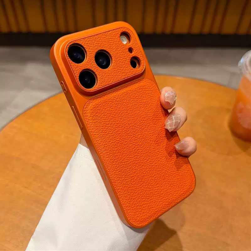ins高级爱马仕橙适用苹果iPhone17ProMax手机壳16Pro大视窗秒变17荔枝纹15Plus 14防摔13情侣12新款网红男女