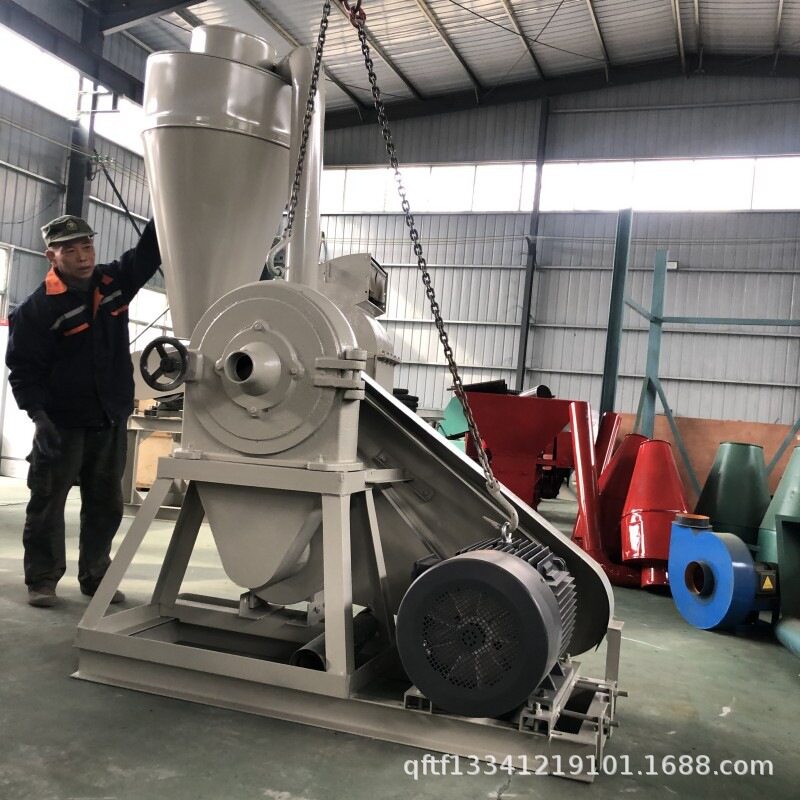 立式无尘玉米粉碎机一风吹圆盘式铸铁磨头粉碎机木炭生蚝壳粉碎机