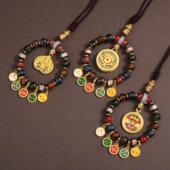 藏式 财神扎基拉姆琉璃五路财神汽车挂件包挂饰吊坠金属复古