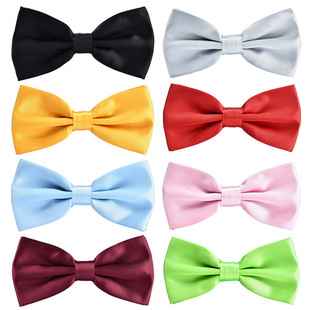 双层新郎伴郎结批 英伦韩版 领结男士 结婚纯色黑红色光面正装