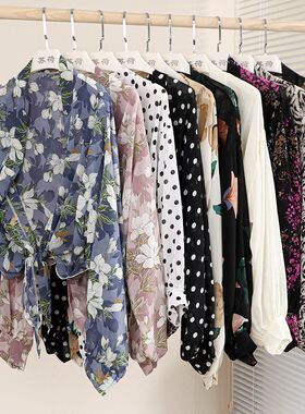 新款宽袖防晒披肩时尚印花宫廷袖防晒衣百搭雪纺凉感遮阳遮肉显瘦