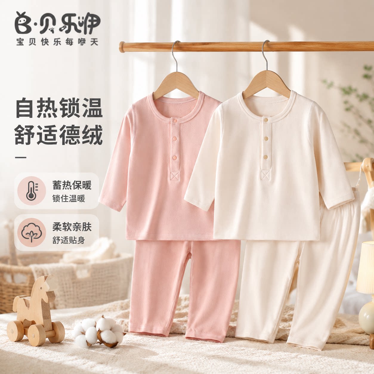 贝乐咿儿童德绒分体套装秋冬季宝宝秋衣秋裤内穿打底婴儿居家睡衣