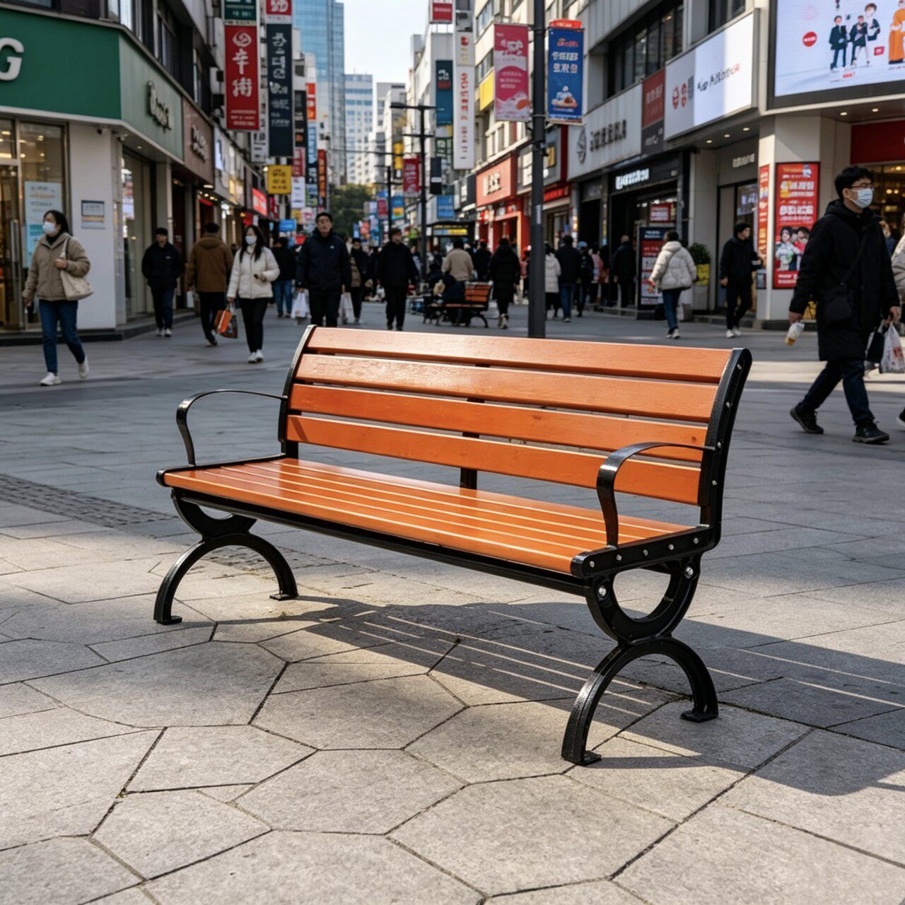 户外公园椅景区园林休息排椅铸铁塑木休闲座椅防腐木长凳厂家
