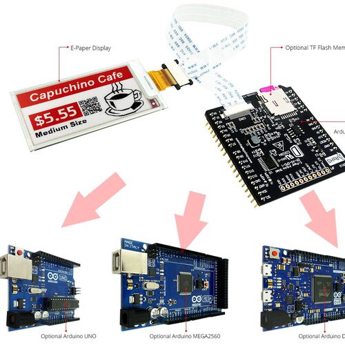 2.6英寸电子墨水屏白底红黑双色字UC8151C控制IC带ARDUINO转接板