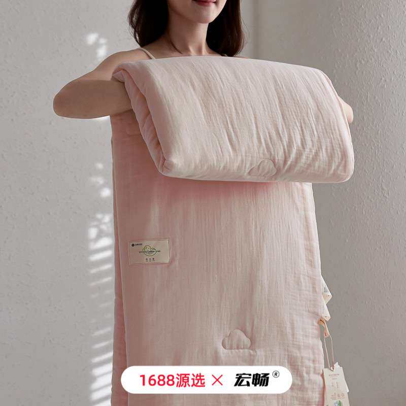 A类母婴级全棉有机雾感纱大豆纤维夏被四件套纯棉双层纱夏凉被