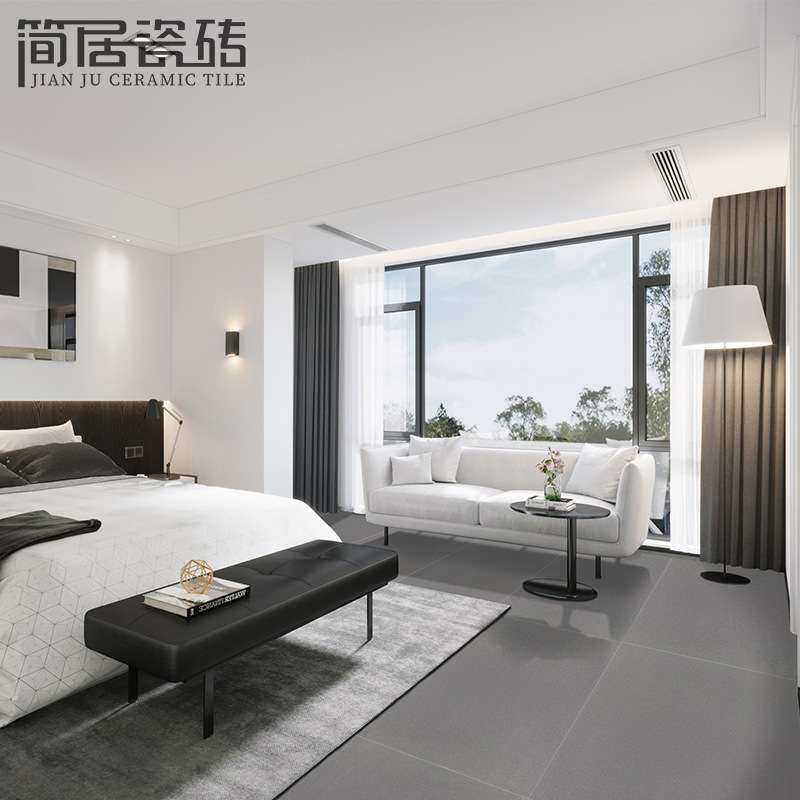黑灰色通体砖瓷砖 别墅客厅餐厅卧室纯色防滑地砖墙砖深色450*900