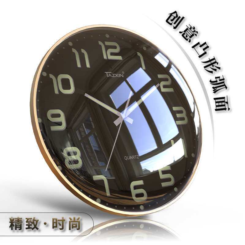 恒丽 14英寸挂钟表客厅静音轻奢现代简约书店装饰石英钟挂墙现货